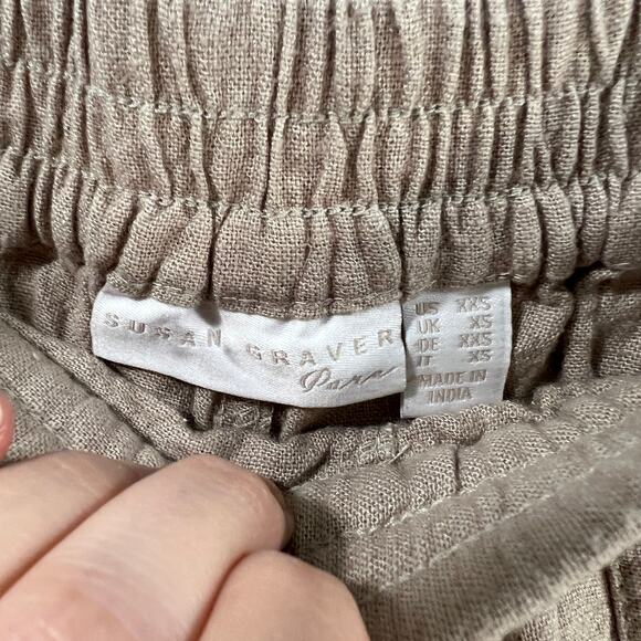 Susan Graver Regular Pure Easy Linen Utility Crop Pant Flax, XX-Small - Picture 3 of 9